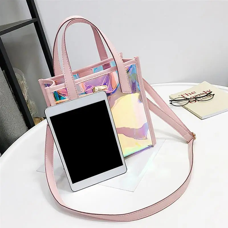 Laser Reflective Women's Shoulder Bag Transparent Beach Satchel