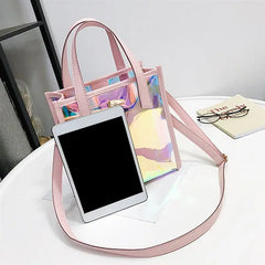 Laser Reflective Women's Shoulder Bag Transparent Beach Satchel
