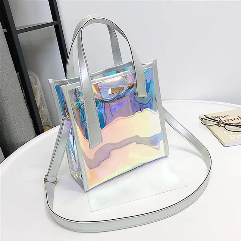 Laser Reflective Women's Shoulder Bag Transparent Beach Satchel