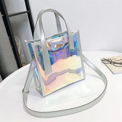 Laser Reflective Women's Shoulder Bag Transparent Beach Satchel