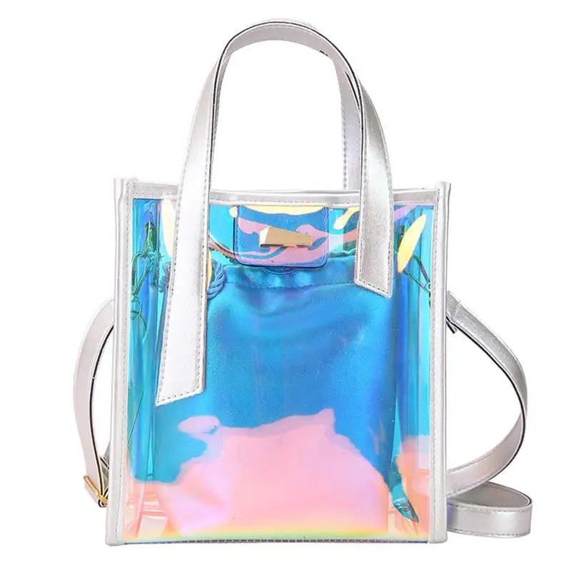 Laser Reflective Women's Shoulder Bag Transparent Beach Satchel