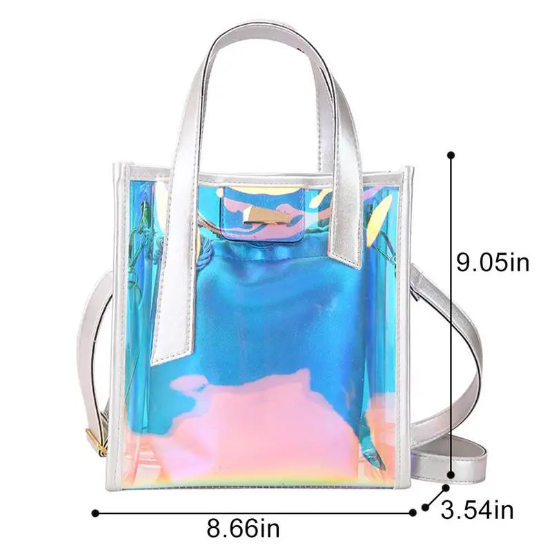 Laser Reflective Women's Shoulder Bag Transparent Beach Satchel