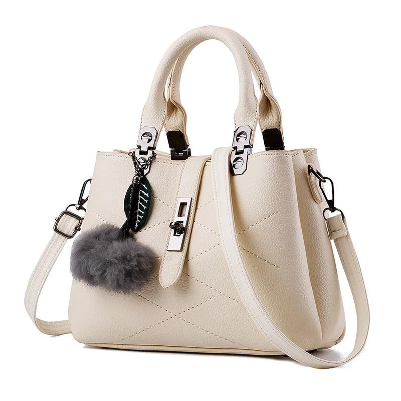 Women Leather Handbag Casual Sweet Messenger Bag Soft PU Flap Zipper Bag