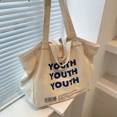 Women Bag Letter LUCKY Canvas Tote Bag Casual Hasp SOFT Shoulder Bags