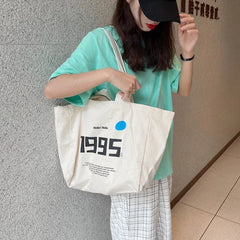 Women Bag Letter LUCKY Canvas Tote Bag Casual Hasp SOFT Shoulder Bags