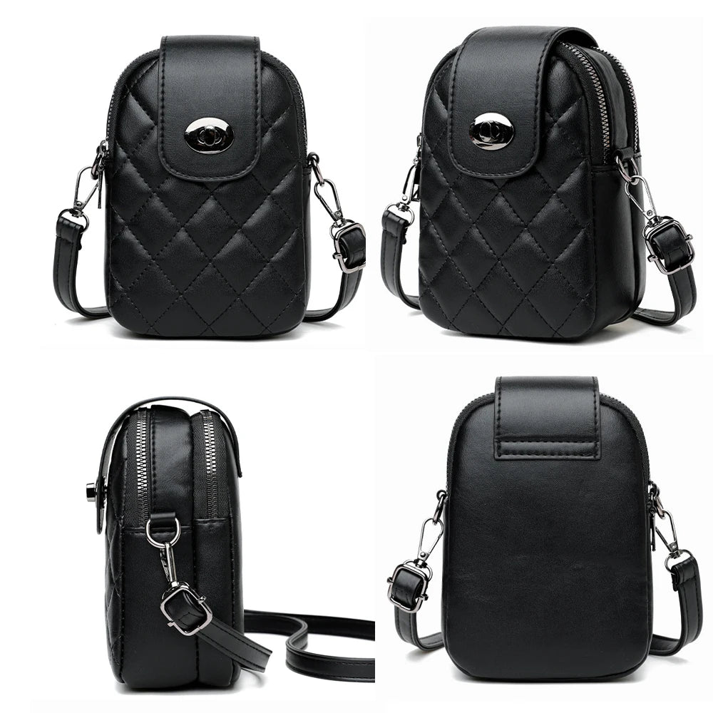 Lozenge Pattern Shoulder Small Flap Crossbody Messenger Bag