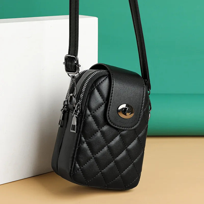 Lozenge Pattern Shoulder Small Flap Crossbody Messenger Bag