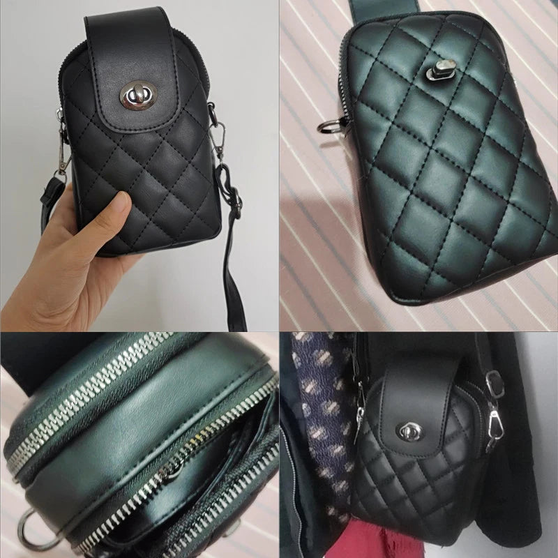 Lozenge Pattern Shoulder Small Flap Crossbody Messenger Bag