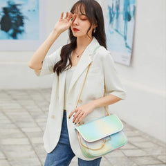 Colourful Leather Chain Crossbody Bag Classic Flap Quilting Women Shoulder Bags