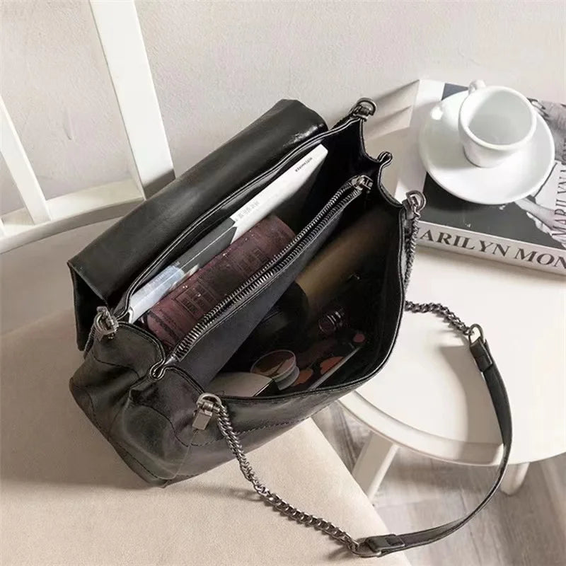 Women Shoulder Bag Chain Messenger Bag Soft Leather Purse Handbags Sac A Main