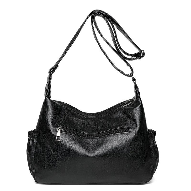 Vintage PU Leather Messenger Bag for Women Soft Hobo Crossbody Shoulder Bag