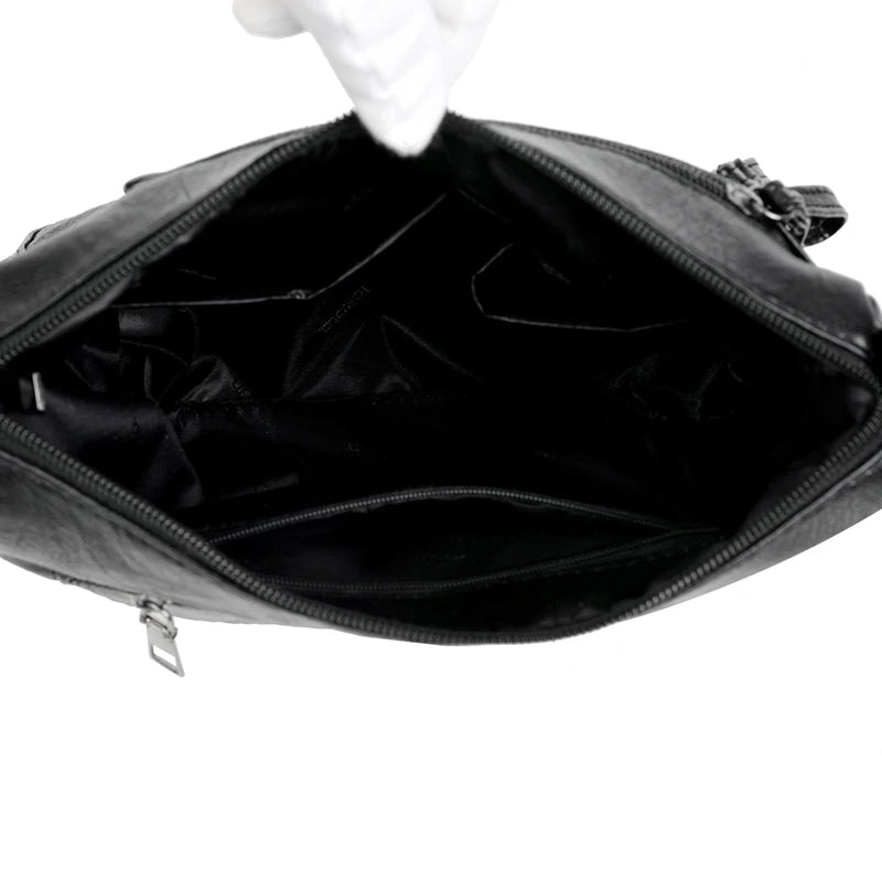Vintage PU Leather Messenger Bag for Women Soft Hobo Crossbody Shoulder Bag