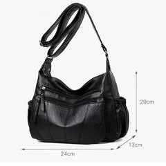 Vintage PU Leather Messenger Bag for Women Soft Hobo Crossbody Shoulder Bag