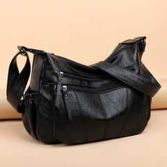 Vintage PU Leather Messenger Bag for Women Soft Hobo Crossbody Shoulder Bag