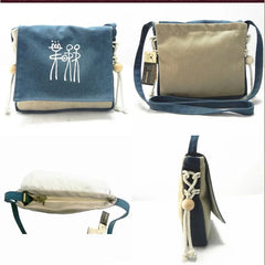 Ethnic Jute Bag with Wood Bead Tassel - Small Shoulder Bag