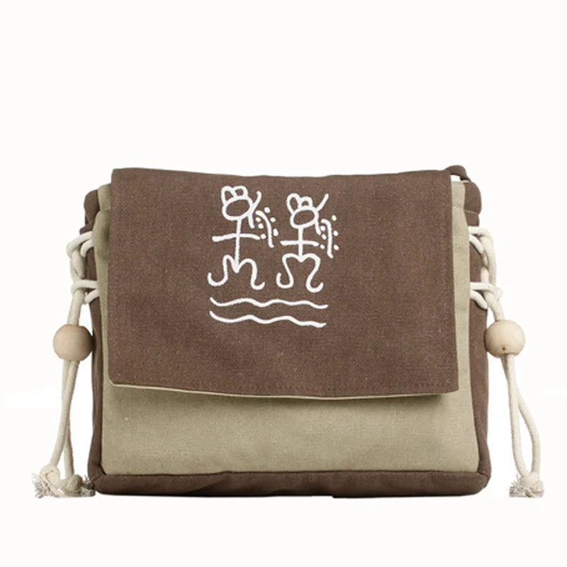 Ethnic Jute Bag with Wood Bead Tassel - Small Shoulder Bag