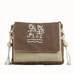 Ethnic Jute Bag with Wood Bead Tassel - Small Shoulder Bag
