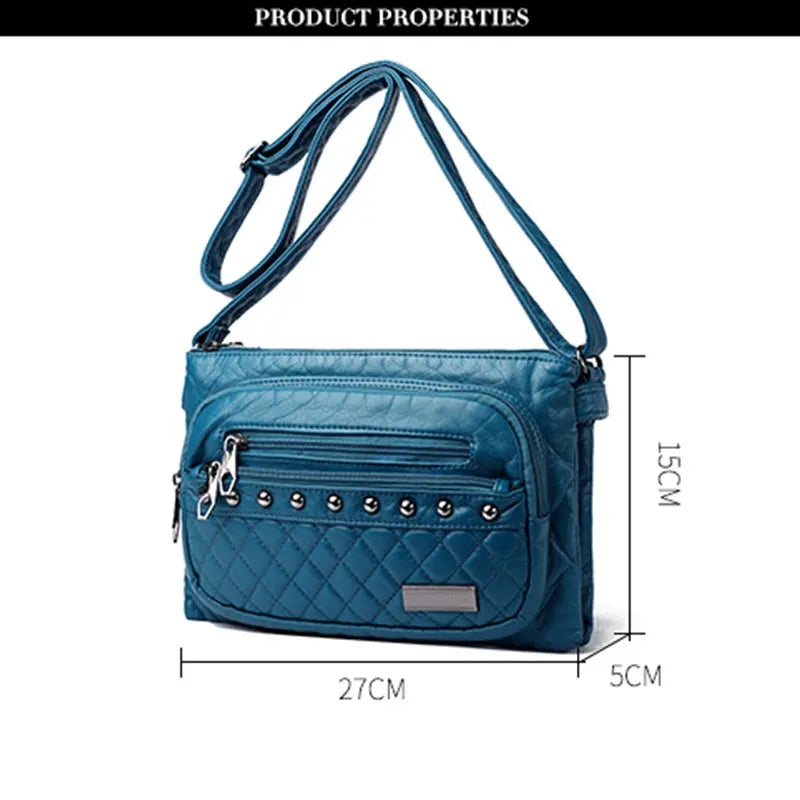 Women Bag Crossbody Messenger Vintage PU Leather Tote Sac A Main F