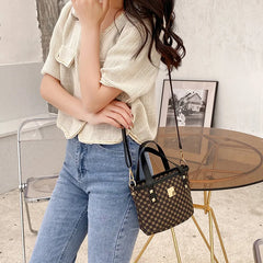 Women Bag Circle Flower Mini Bucket Handbag Small Messenger Shoulder Purse