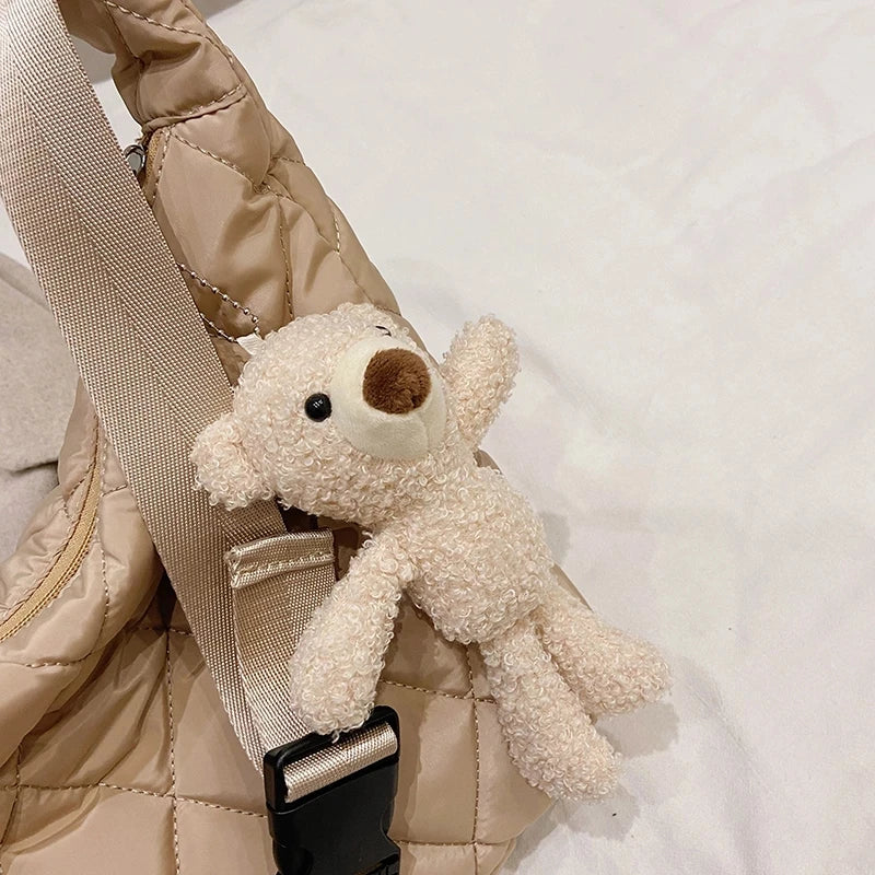 Bear Pendant Handbag Space Pad Cotton Down Tote Female