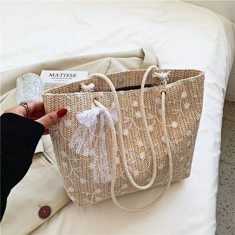 Women Bag Lace Woven Lady Bag Korea Small Fresh Handbag Book Bag