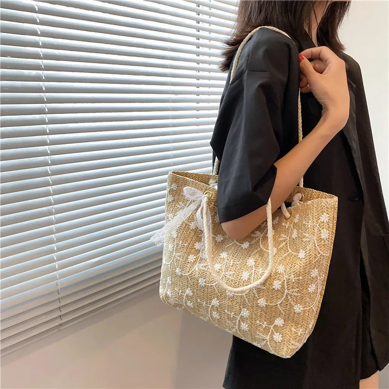 Women Bag Lace Woven Lady Bag Korea Small Fresh Handbag Book Bag