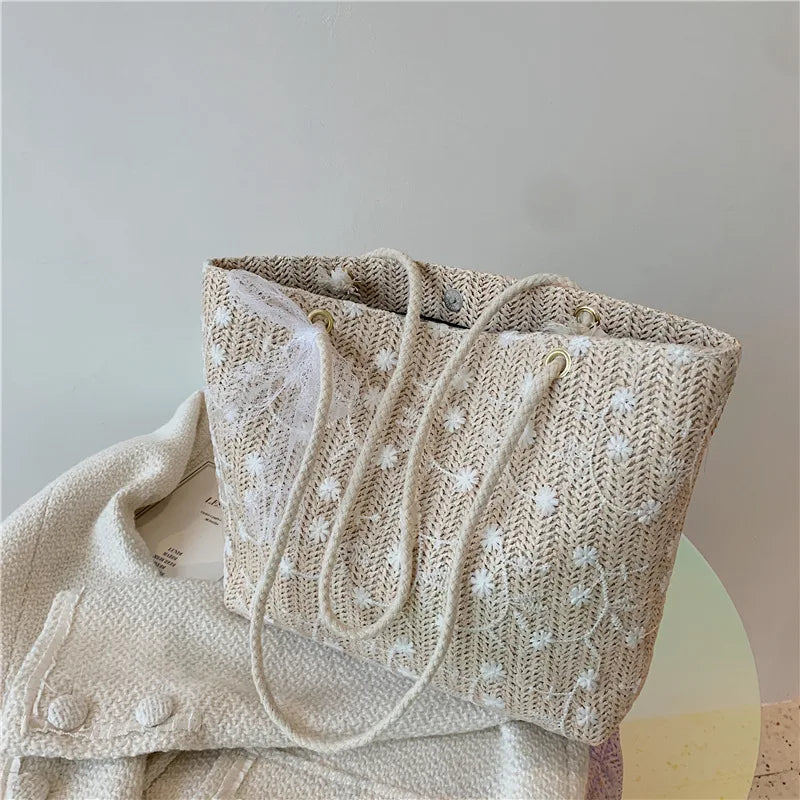 Women Bag Lace Woven Lady Bag Korea Small Fresh Handbag Book Bag