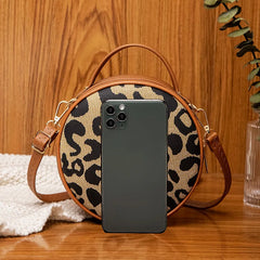 Leopard Shoulder Small Round Bag Mobile Phone Ladies Hand bag