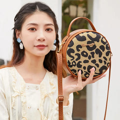 Leopard Shoulder Small Round Bag Mobile Phone Ladies Hand bag