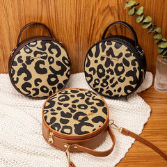 Leopard Shoulder Small Round Bag Mobile Phone Ladies Hand bag