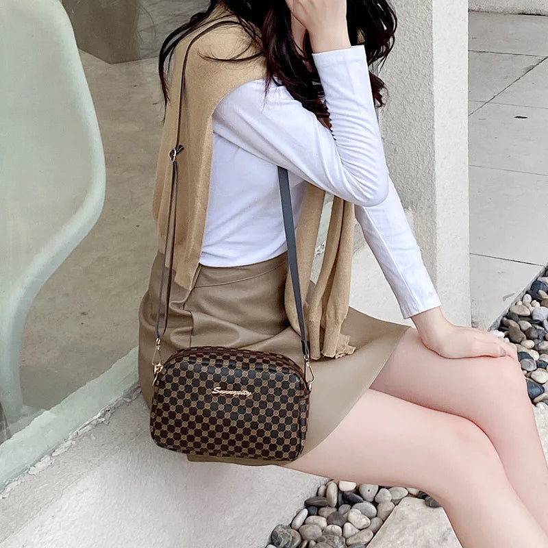 Women Crossbody Bag Small Square PU Leather Casual Shoulder Bag