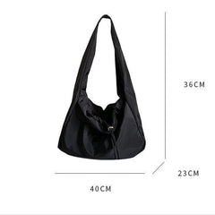 Nylon Bucket Shoulder Bag Tote Bag - Black Color