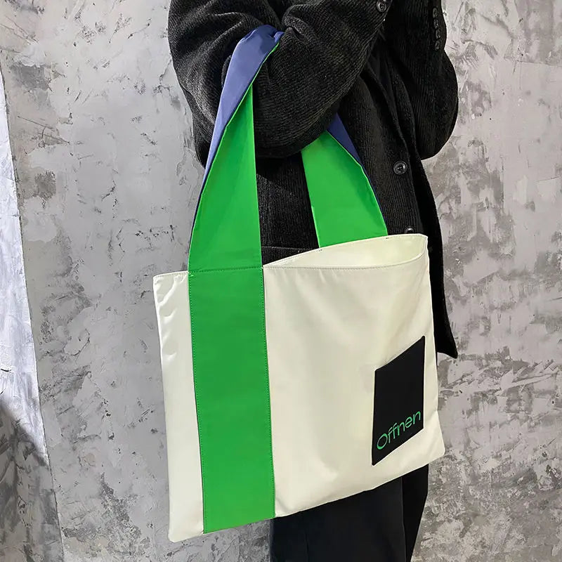Women Nylon Tote Bag Casual Shoulder Handbag High-Capacity Shopping Bag