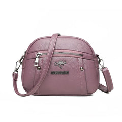 Women Bag PU Small Round Shoulder Messenger Crossbody Bag Soft PUMother Bag