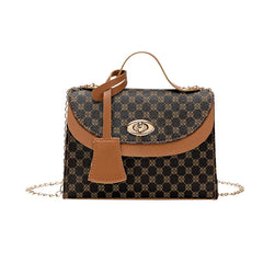 Women Bag Print Leather Round Lock Small Square Cross Body Bag