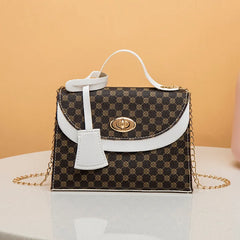 Women Bag Print Leather Round Lock Small Square Cross Body Bag