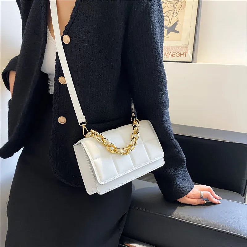 Women Bag Thick Chain Small Shoulder Messenger Bag Square Bag