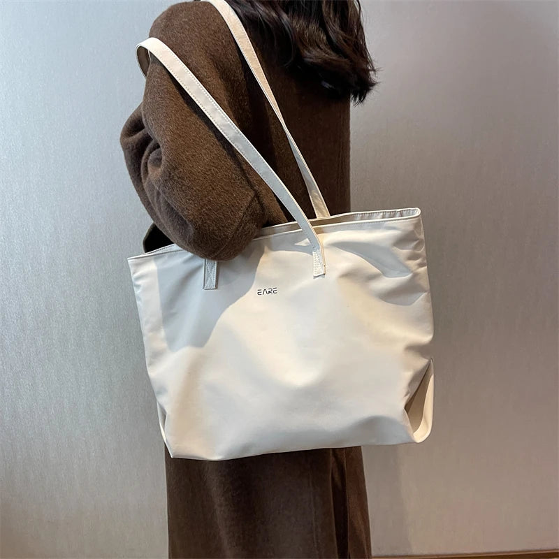 Nylon Tote Bag Large Capacity Soft Handbag Shoulder Satchel Side Shopping Bag
