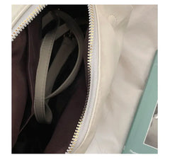 Women Nylon Bucket Shoulder Bag Solid Zipper Handbag Purse Ladylike