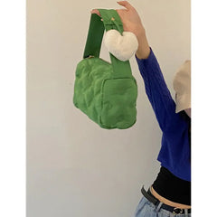 Women Nylon Bucket Shoulder Bag Solid Zipper Handbag Purse Ladylike