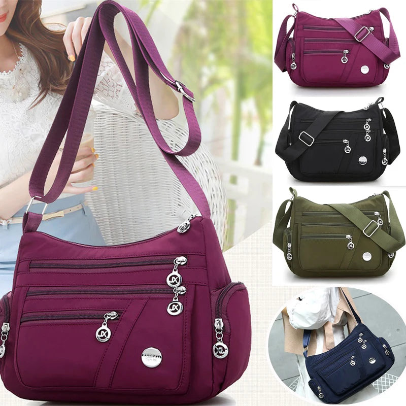 Waterproof Nylon Women Messenger Bag Large Capacity Crossbody Shoulder Bag