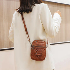 Vintage Crossbody Bag Multi-layer Soft Messenger Bag Adjustable Women Handbag