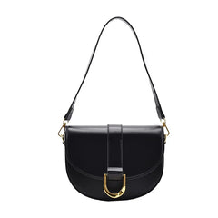 Semicircle Pattern Saddle Shoulder Bag Leather Hasp Messenger Clutch