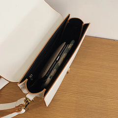 Semicircle Pattern Saddle Shoulder Bag Leather Hasp Messenger Clutch