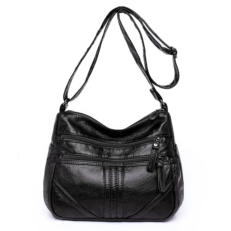 Women Shoulder Bag Retro Crossbody Middle Aged Mother Gift PU Leather Messenger