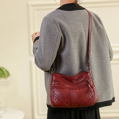 Women Shoulder Bag Retro Crossbody Middle Aged Mother Gift PU Leather Messenger