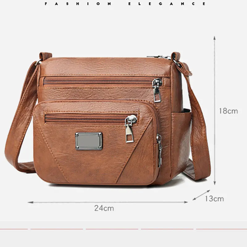 Women Bag Soft PU Leather Bag for Middle-aged Mother Shoulder Bag
