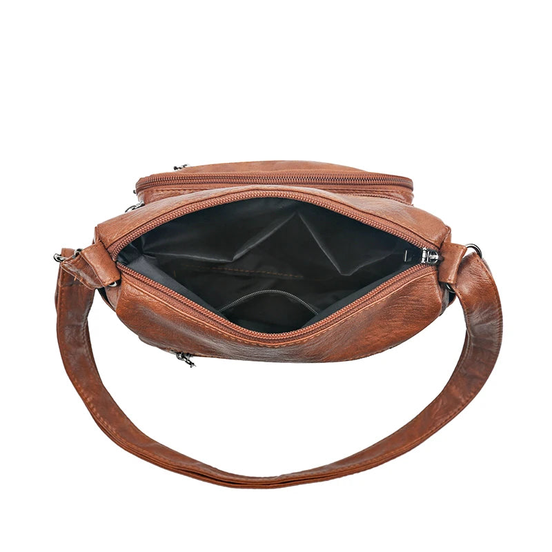 Women Bag Soft PU Leather Bag for Middle-aged Mother Shoulder Bag
