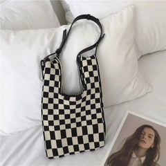Square Tote Bag Striped Shoulder Handbag Small Fresh Girls Bag Japan Style