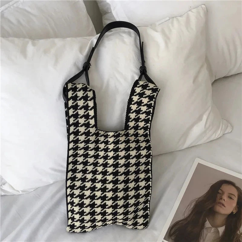 Square Tote Bag Striped Shoulder Handbag Small Fresh Girls Bag Japan Style